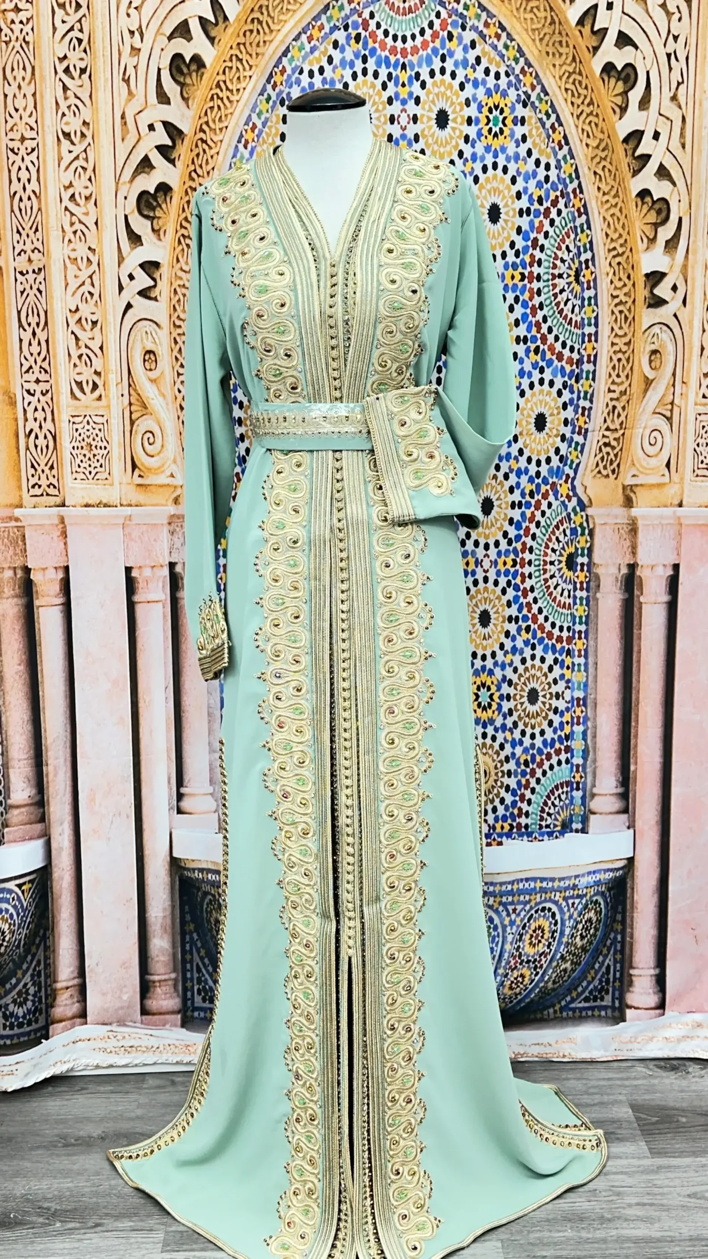 Tekchita deux pièces tissus crêpe de soie perlée à main 1