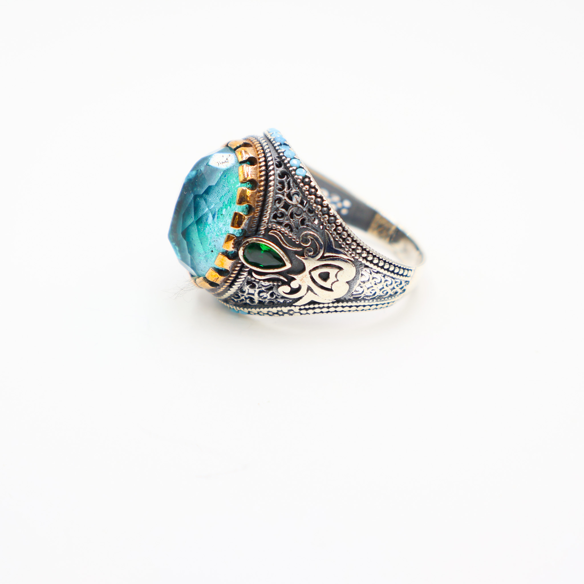 Bague Homme avec Zircon Bleu – Image 2