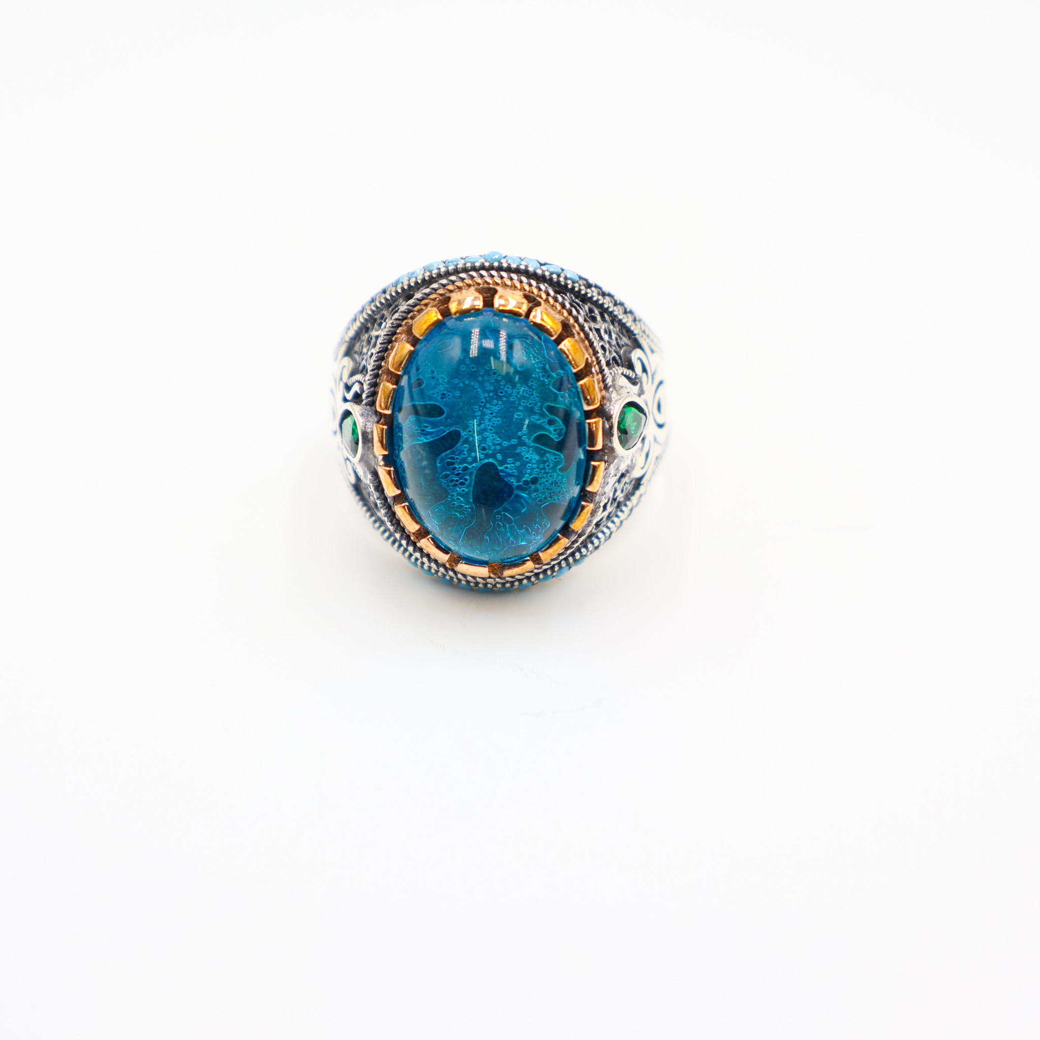 Bague Homme avec Zircon Bleu – Image 2