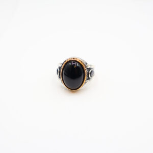 Bague homme avec Pierre d'Agate noire