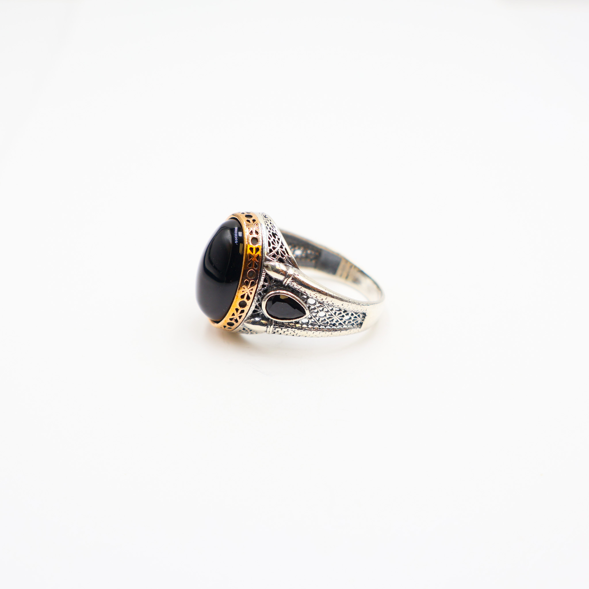 Bague homme avec Pierre d'Agate noire – Image 3