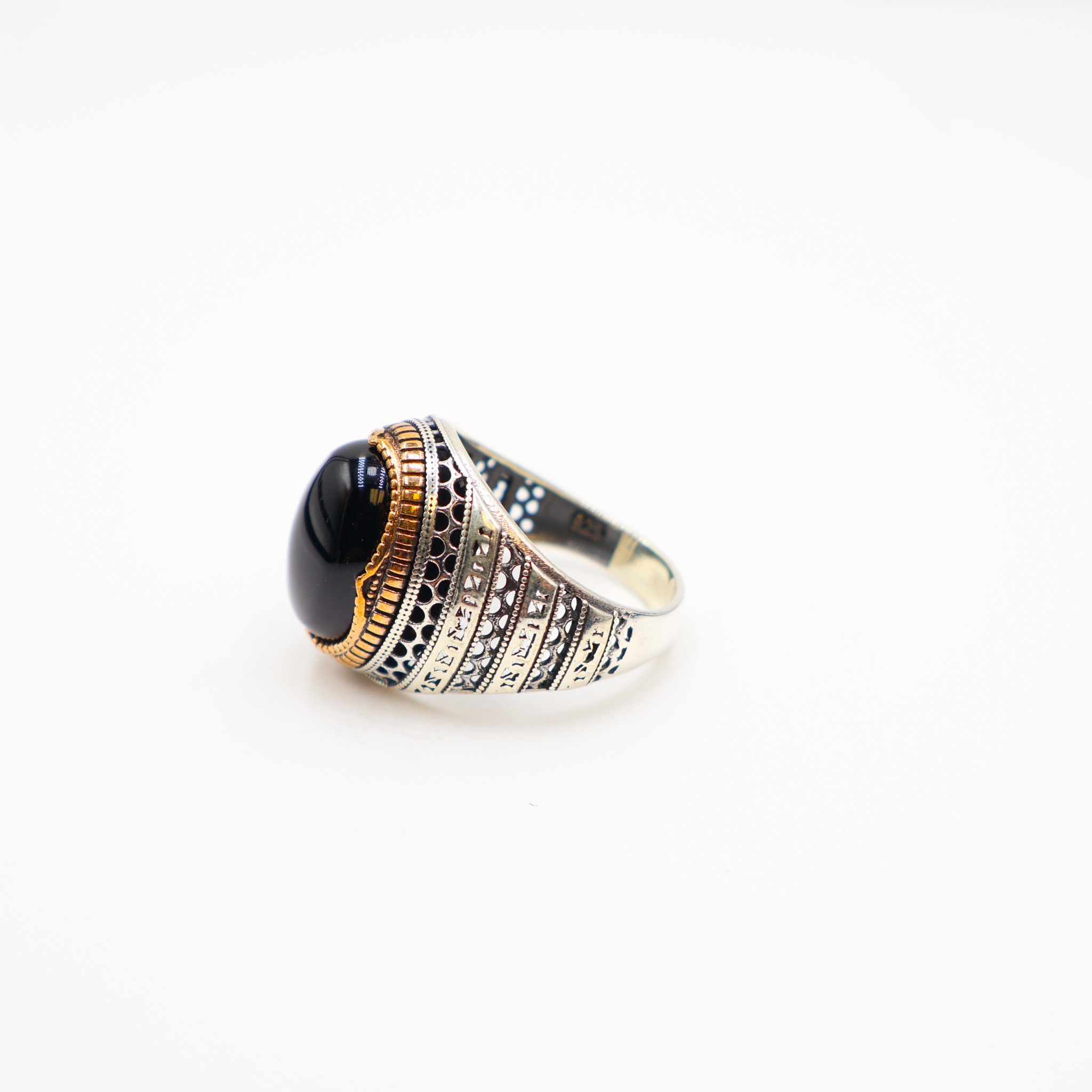 Bague homme argent 925 agate noire – Image 3