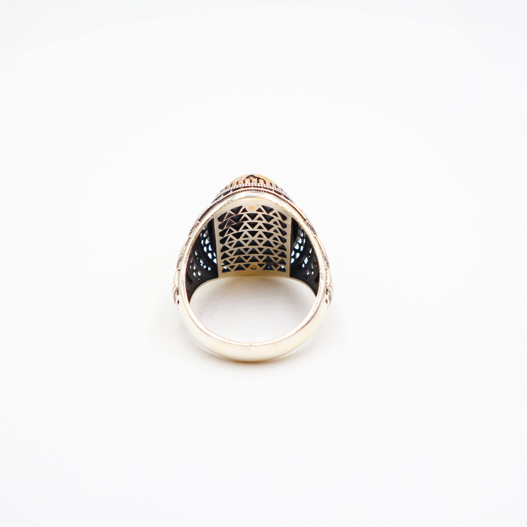 Bague homme en argent 925 avec pierre agate jaune – Image 4