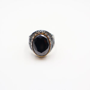 Bague homme en argent avec pierre onyx