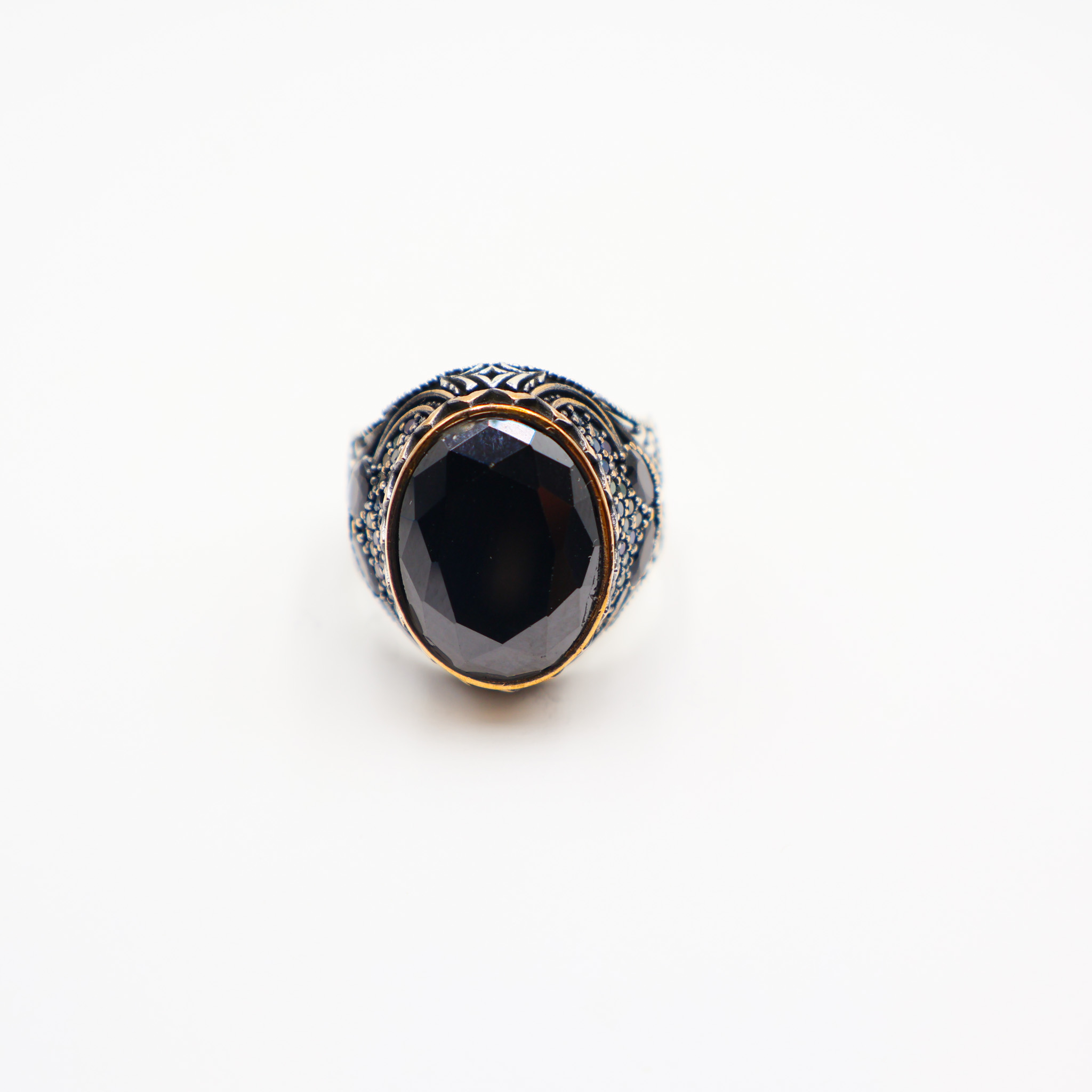 Bague homme en argent avec pierre onyx