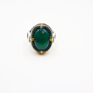 Bague Homme avec pierre agate verte