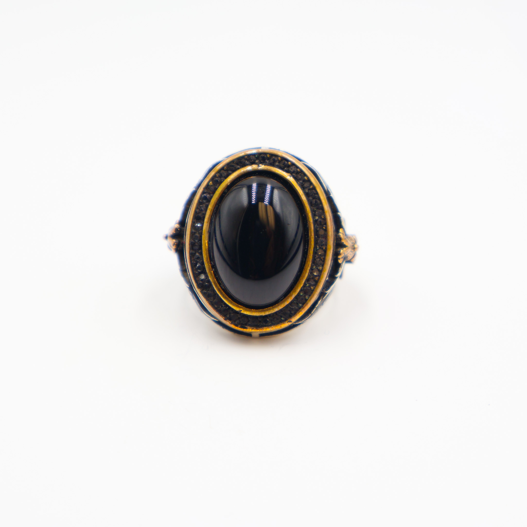 Bague Homme en argent 925 avec Pierre onyx noir