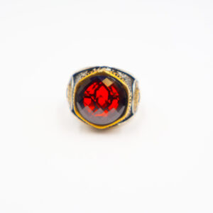 Bague Homme en argent 925 pierre rouge
