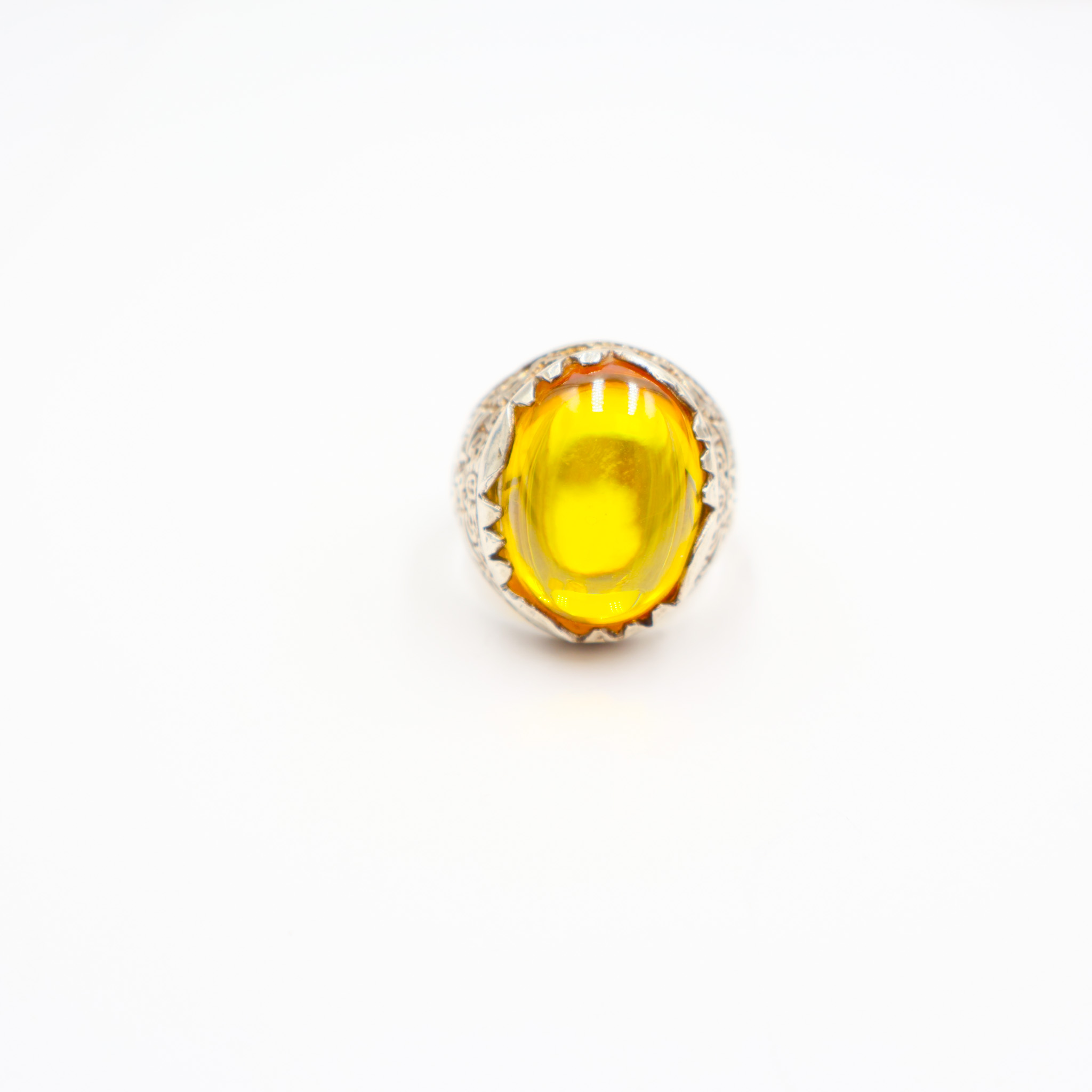 Bague Homme argent 925 pierre jaune