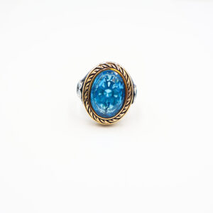 Bague Homme argent 925 pierre zircon bleu