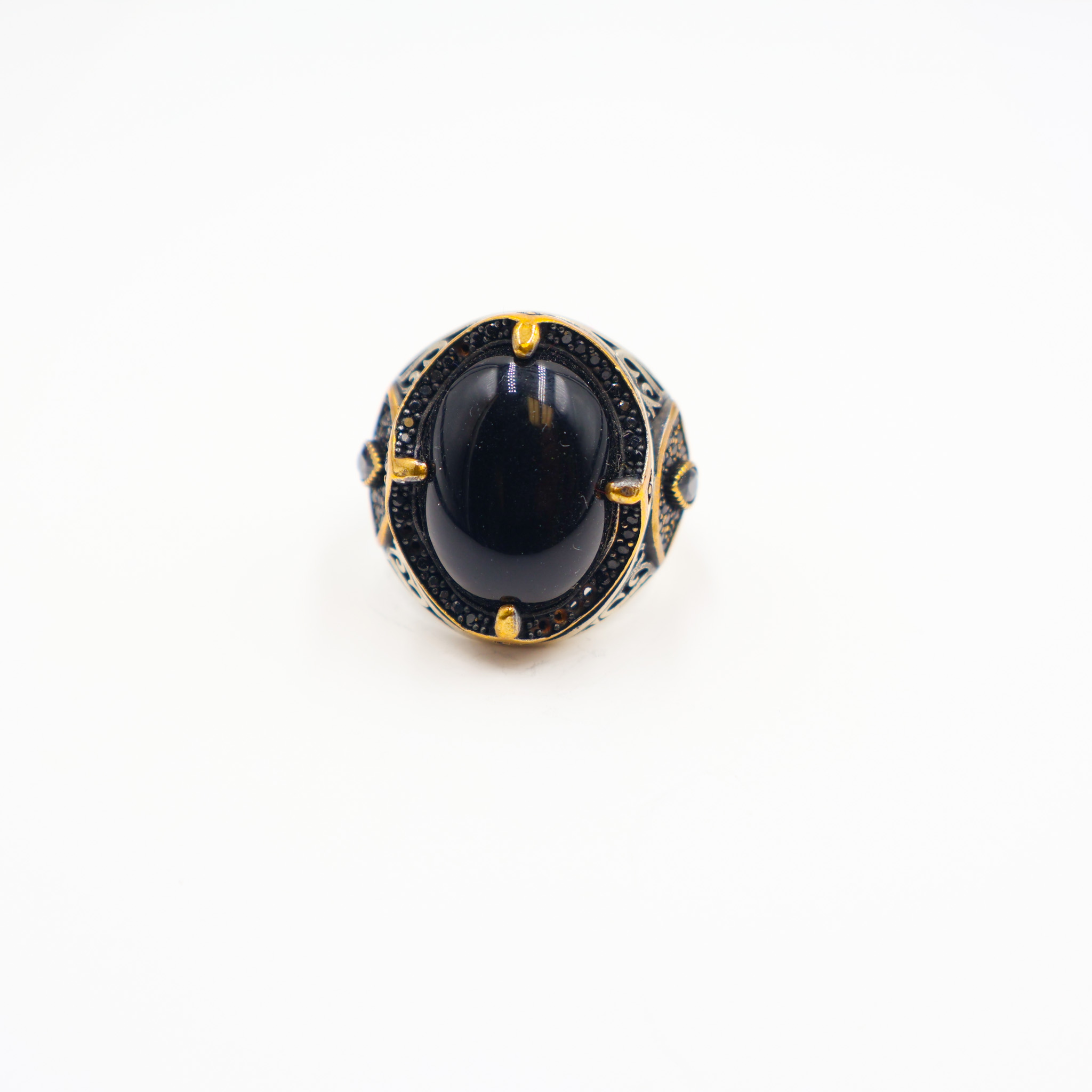 Bague Homme argent 925 agate noire