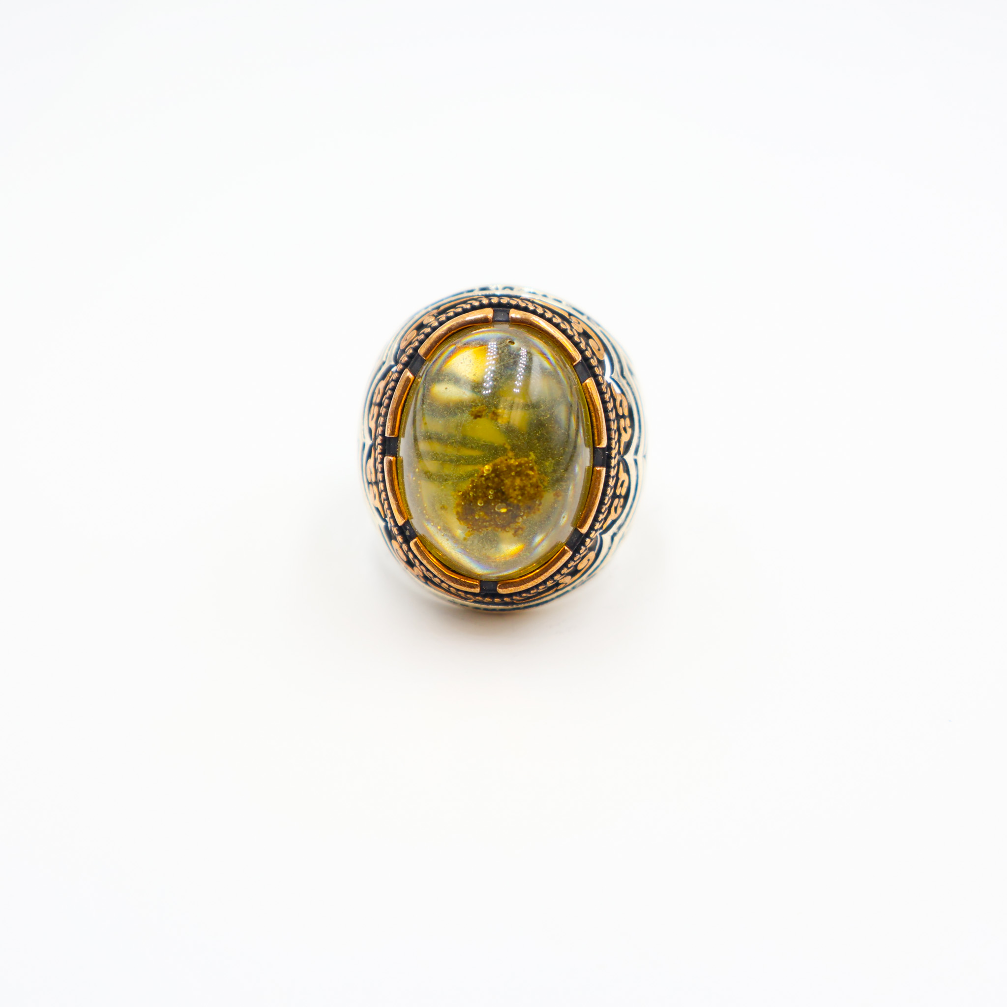 Bague Homme argent 925 pierre jaune