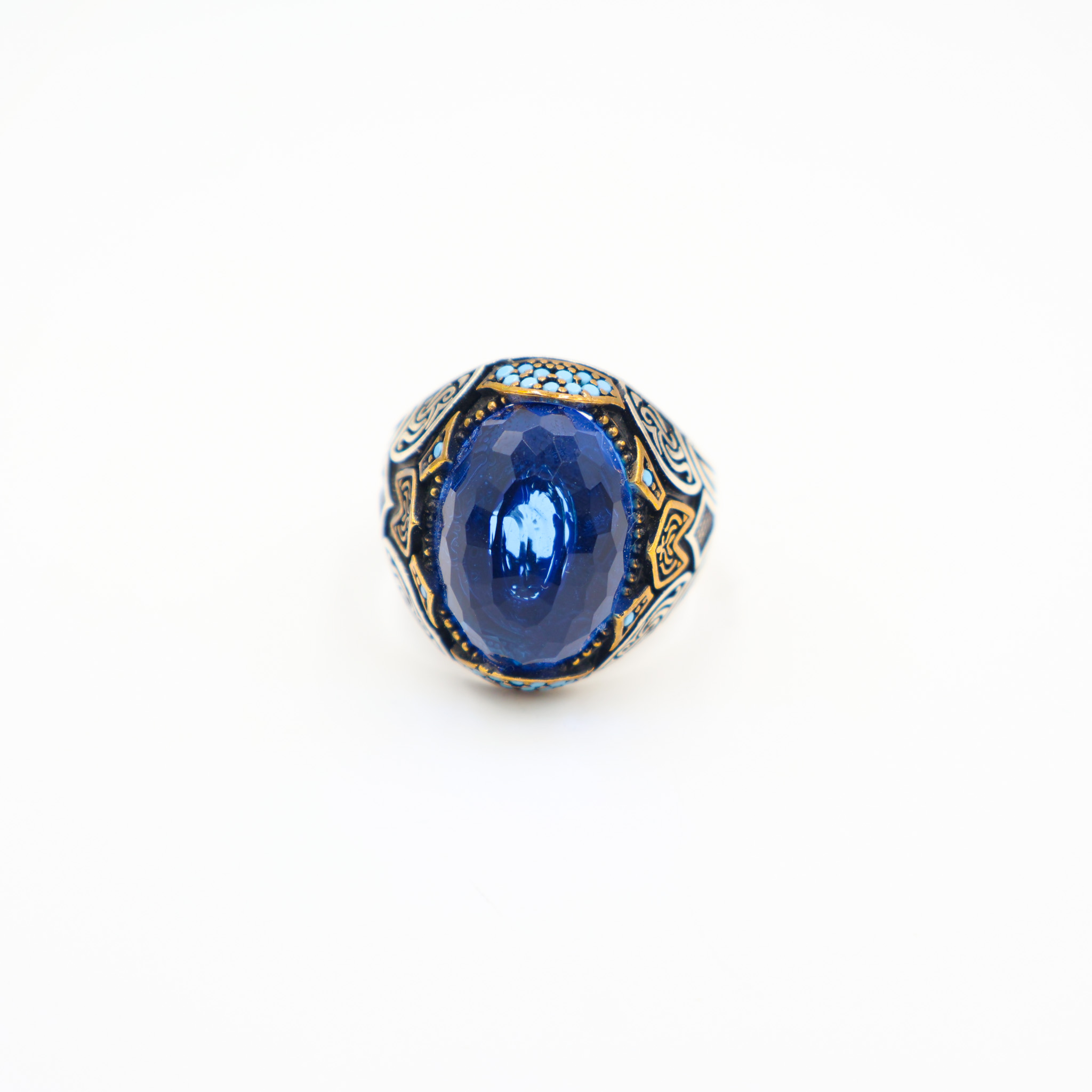 Bague Homme argent 925 pierre bleu