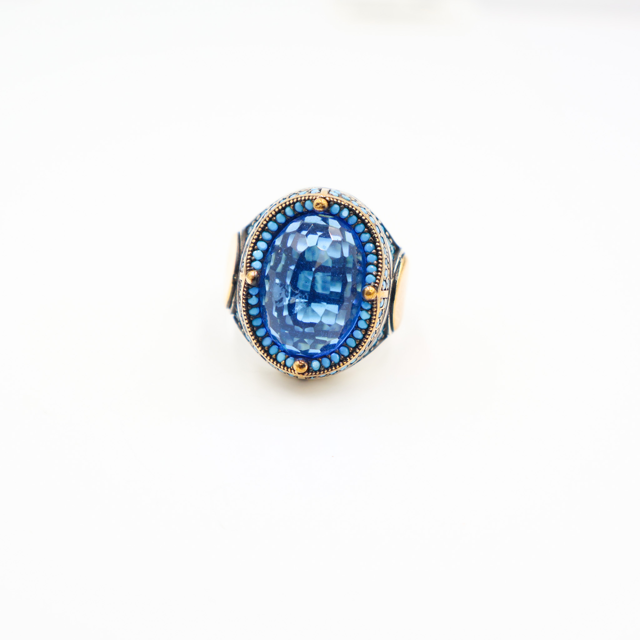 Bague Homme argent 925 pierre bleu