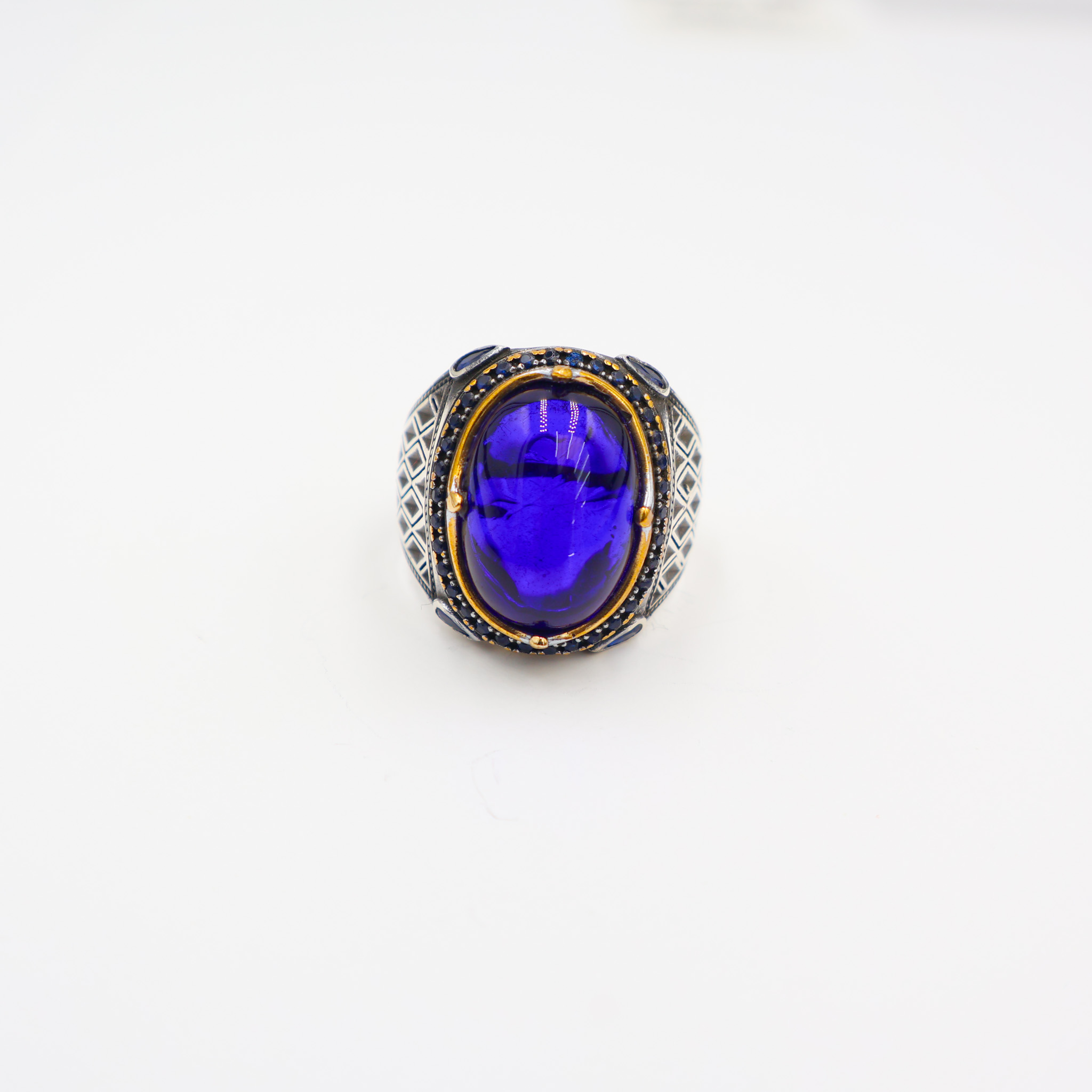 Bague Homme argent 925 pierre bleu