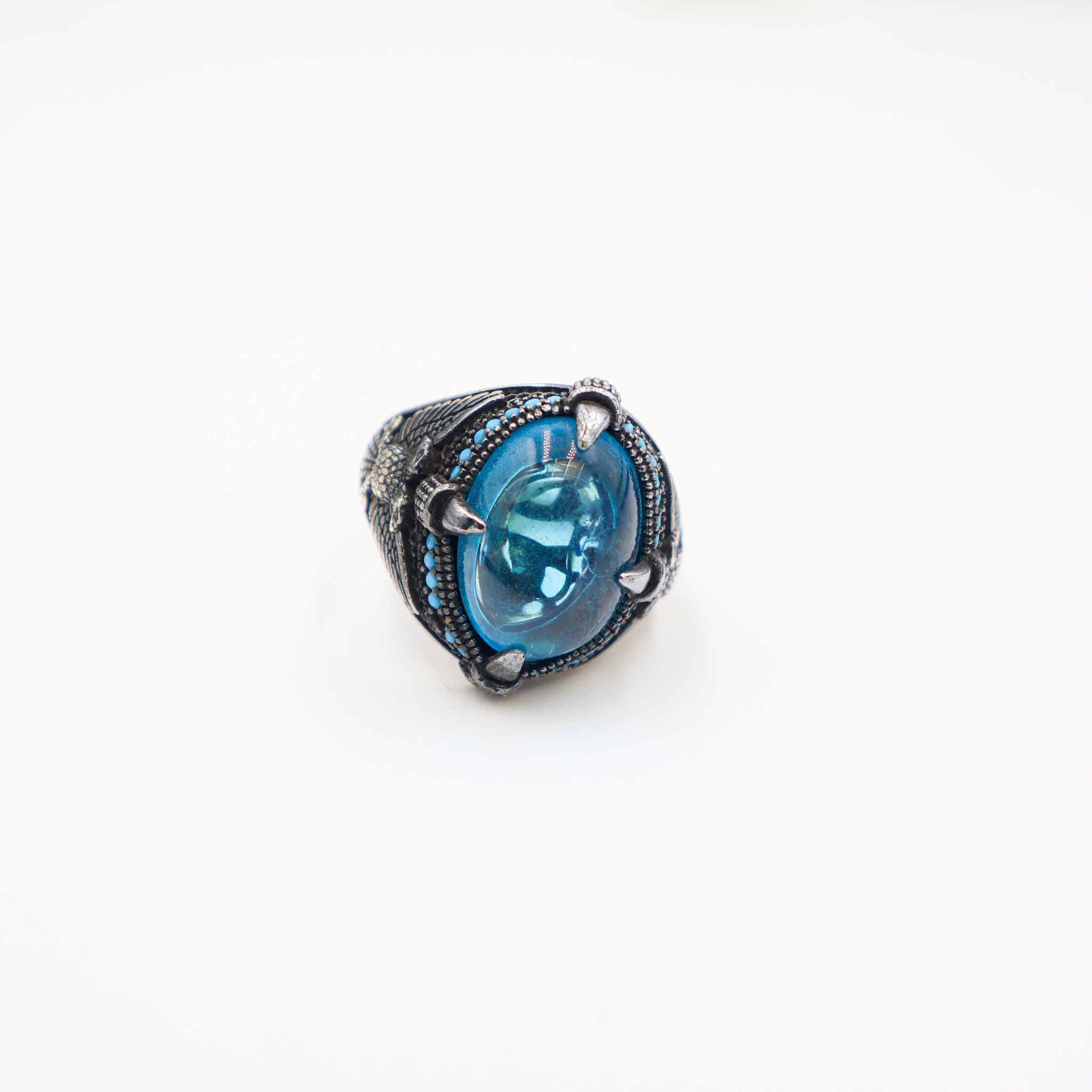 Bague Homme argent 925 pierre bleu