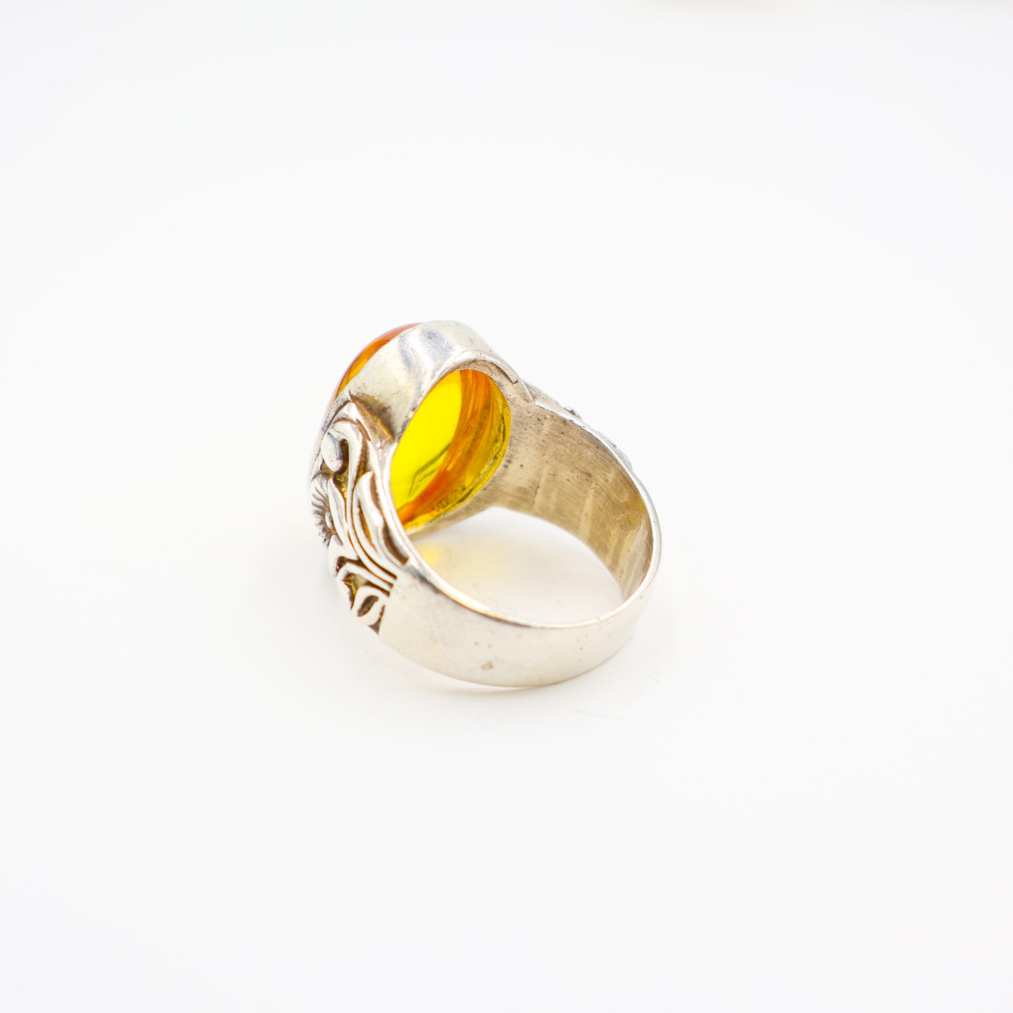 Bague Homme argent 925 Pierre rubis Jaune – Image 4