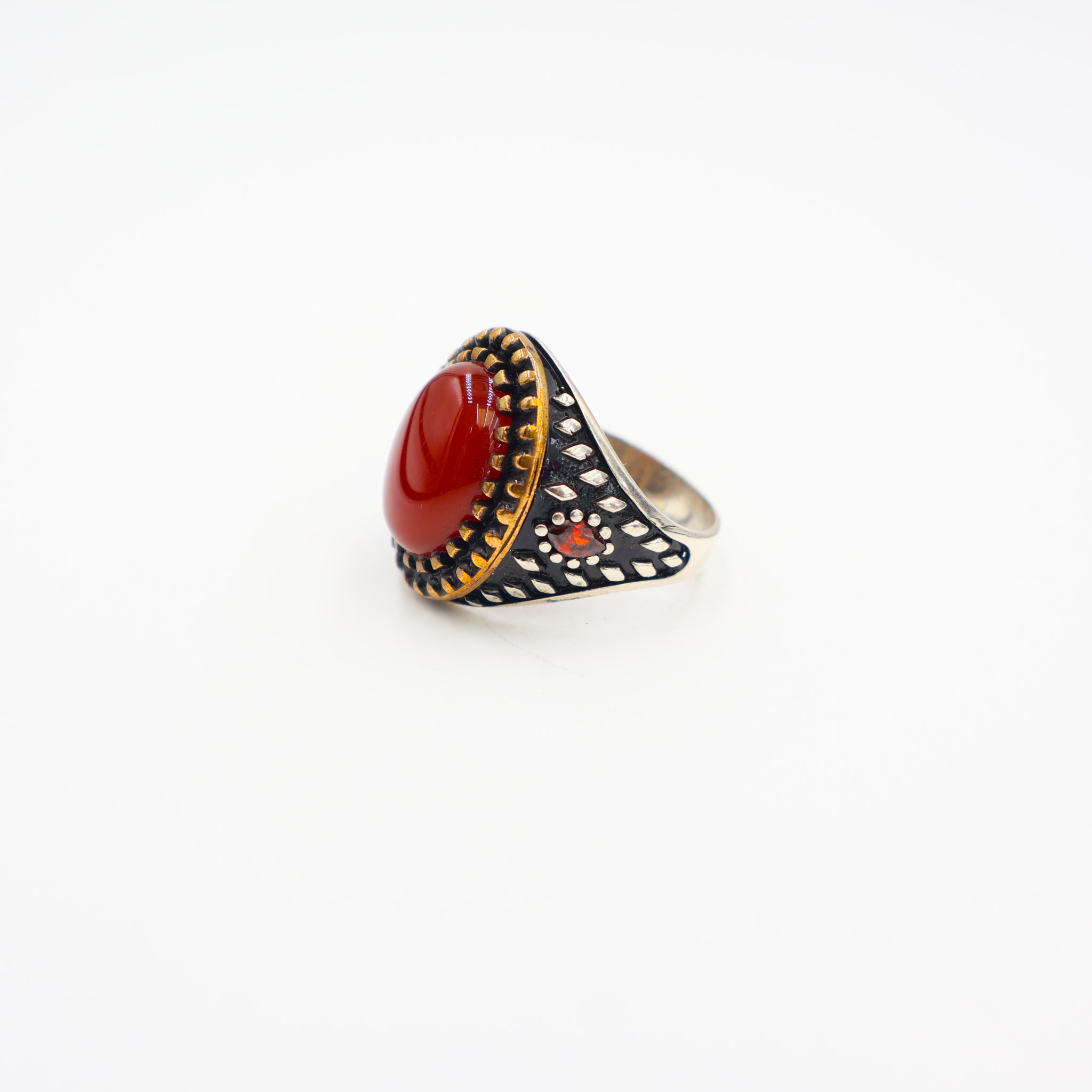 Bague Homme argent 925 agate rouge – Image 3