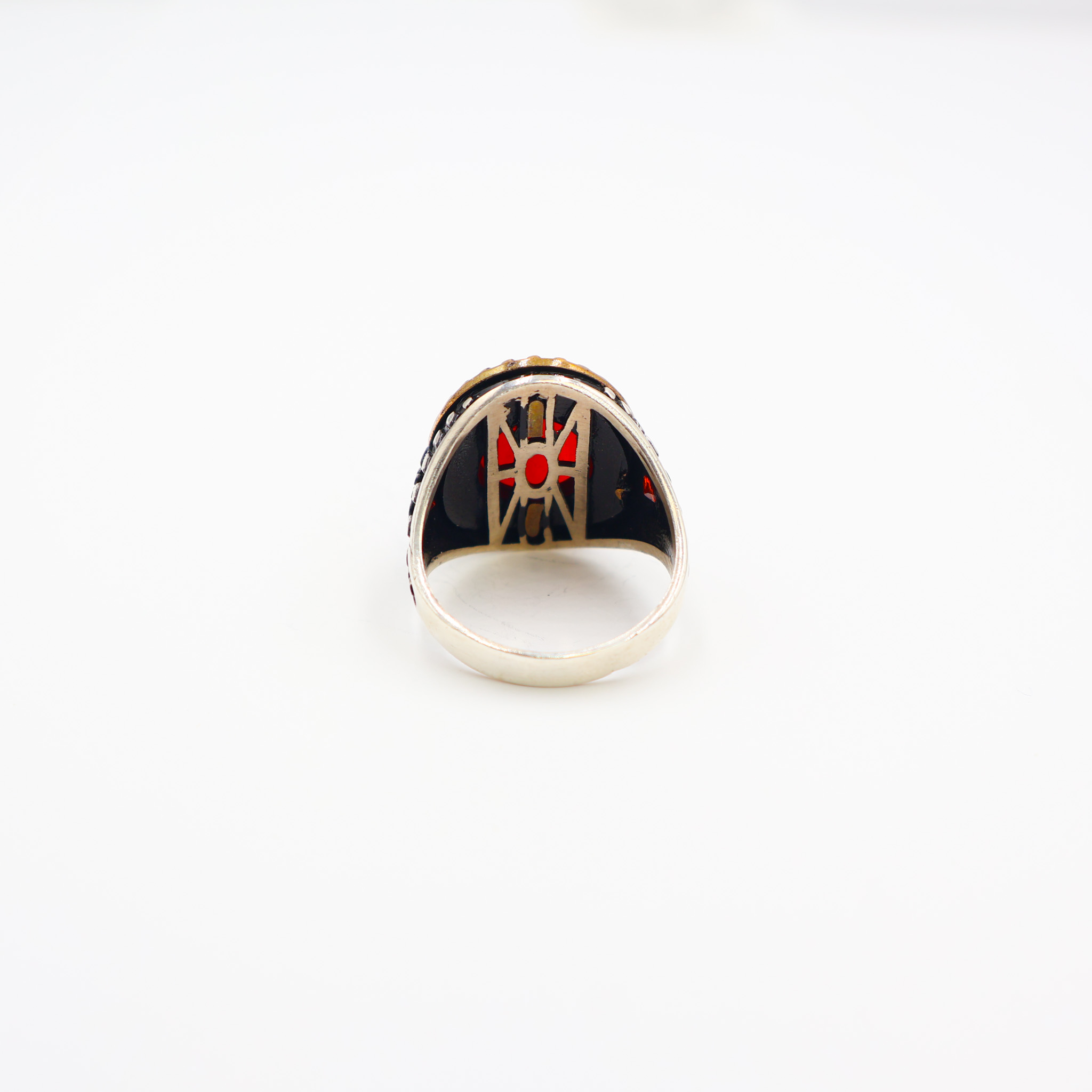 Bague Homme argent 925 agate rouge – Image 4
