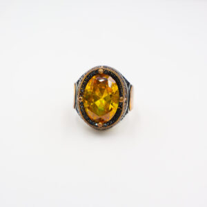 Bague Homme argent 925 Pierre Jaune