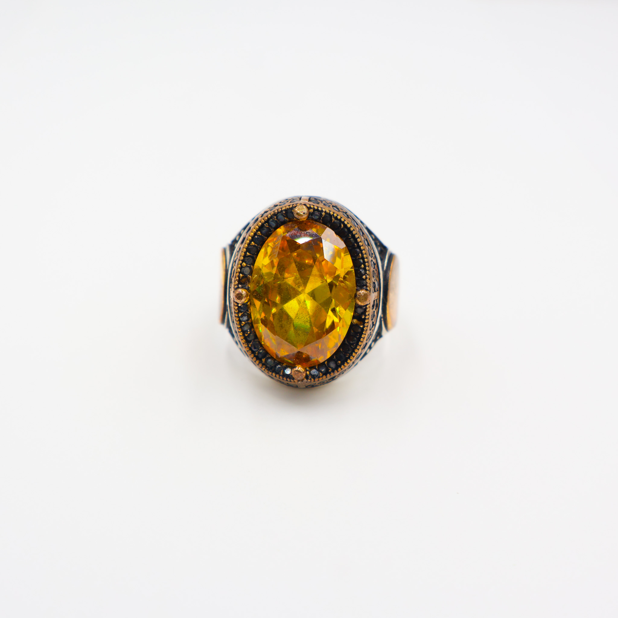 Bague Homme argent 925 Pierre Jaune