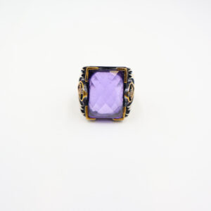 Bague en argent 925 Pierre zircon améthyste