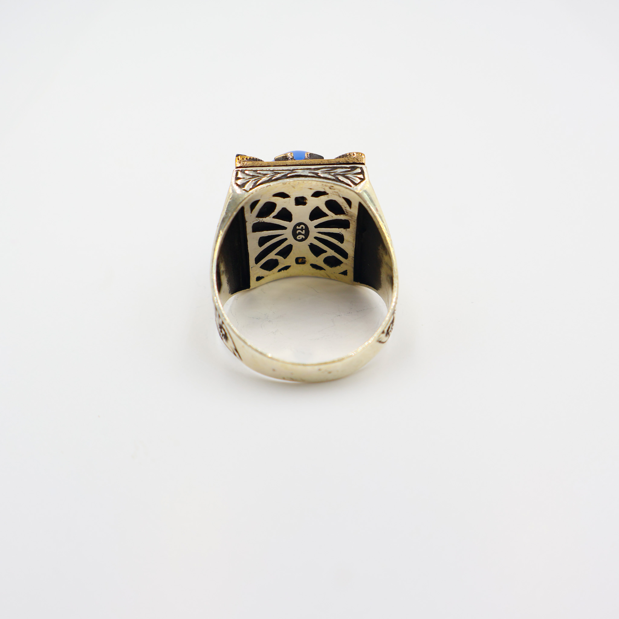 Bague en argent 925 Pierre agate bleu – Image 4