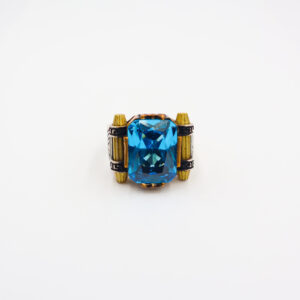 Bague en Argent 925 Pierre Topaz Bleu