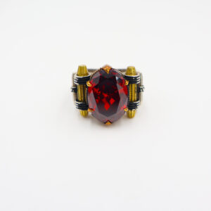 Bague en Argent 925 Pierre Zircon Rouge