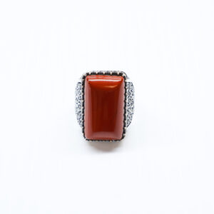 Bague en argent 925 Pierre Jaspe Rouge